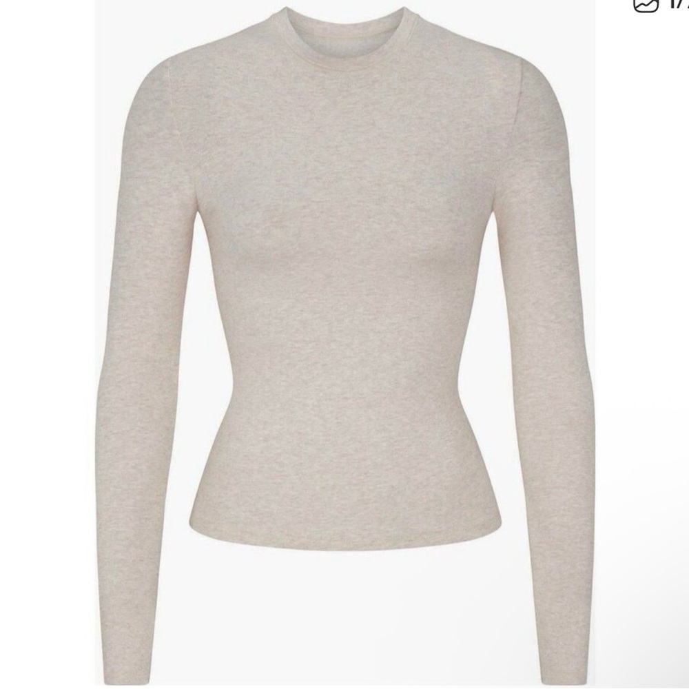 Skims Cotton Jersey Long Sleeve Oatmeal Heather Small NWT